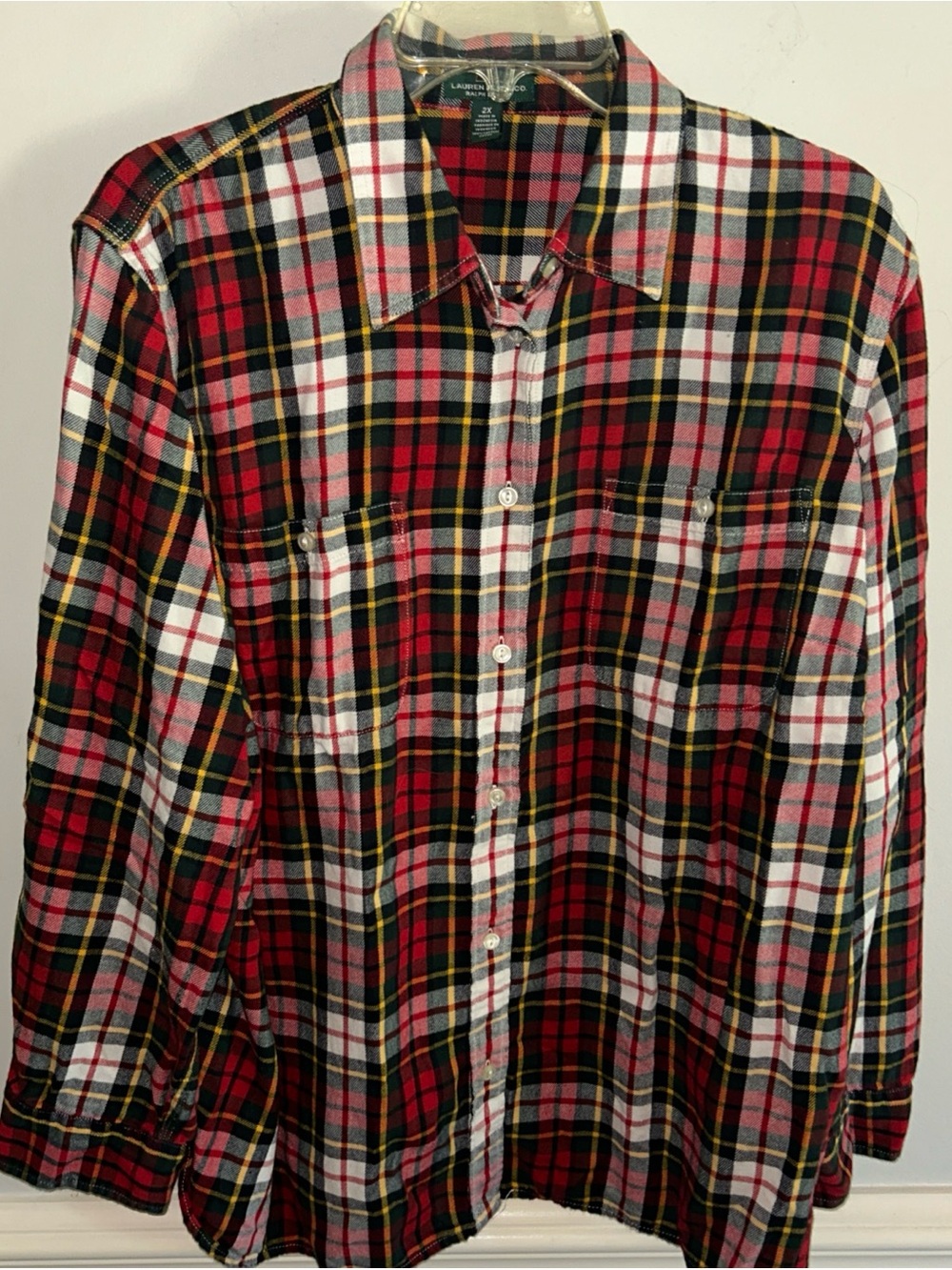 Ralph Lauren Red Black White Plaid Button-Down Shirt